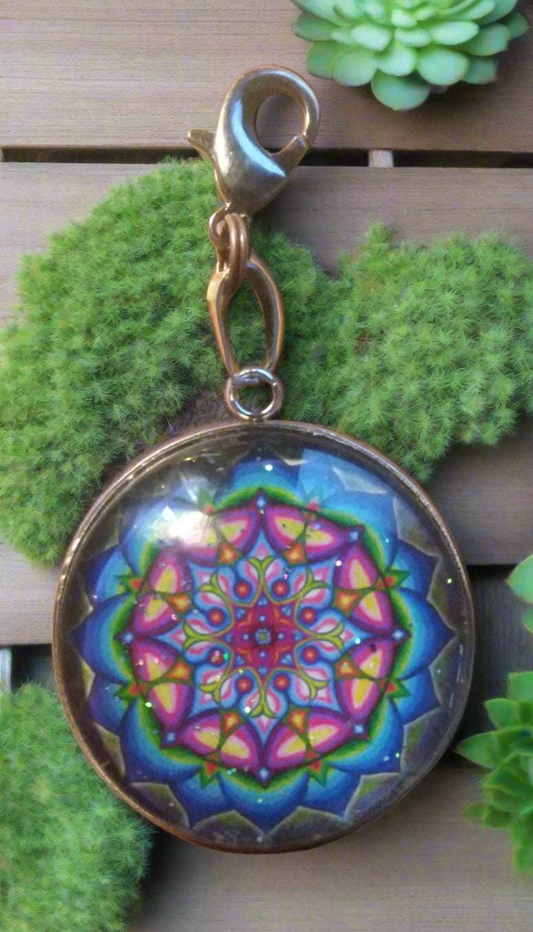 Passion Flower Mandal Pendant with optional lobster claw