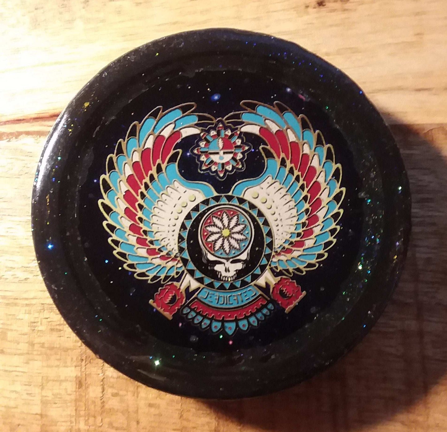 "Deadicated" Mason Jar Lid in black