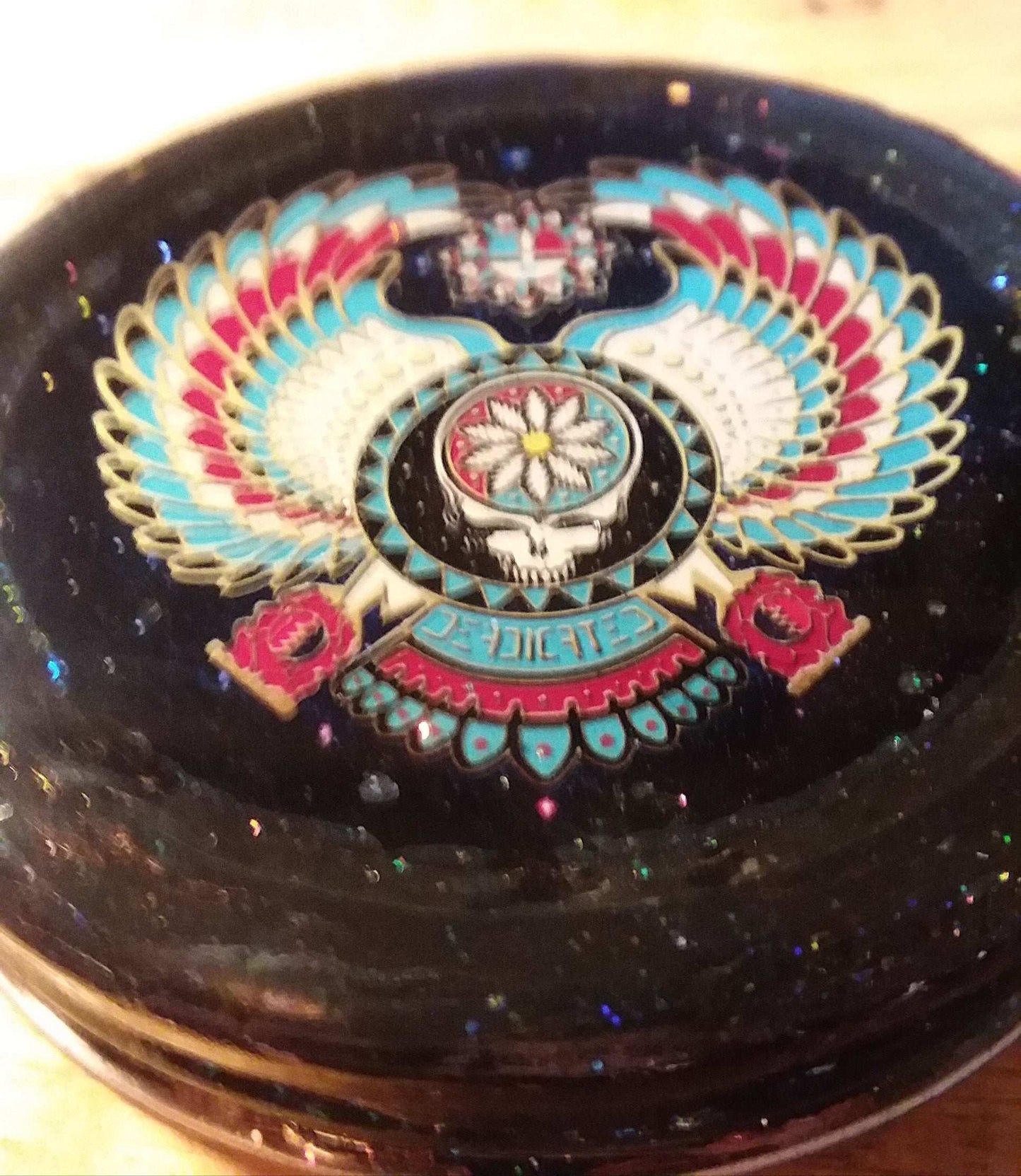 "Deadicated" Mason Jar Lid in black