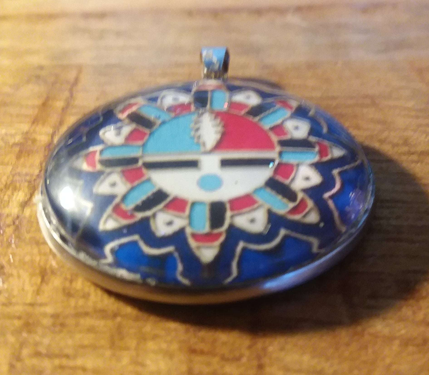 Zuni Sunface style Pendant w/ 13pt Bolt