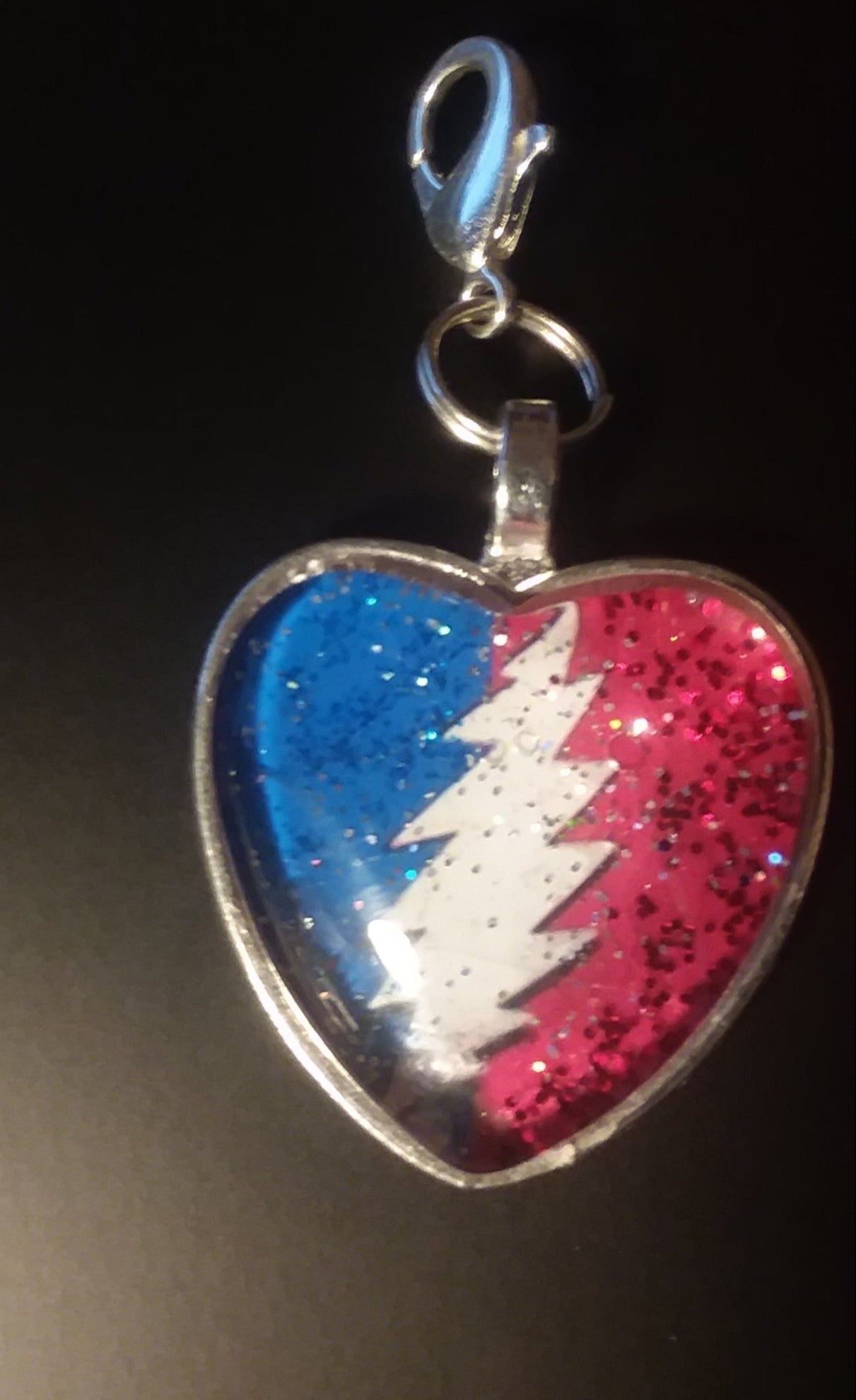 Not Fade Away Sparkling Heart Charm w GD Bolt