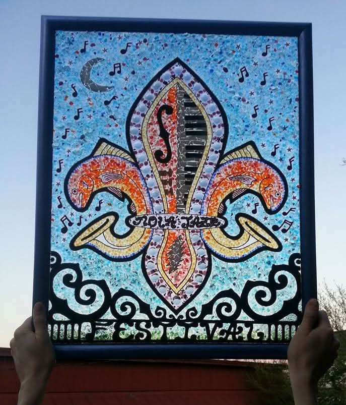 NOLA Jazz Fest Fleur de Lis Glass Mosaic