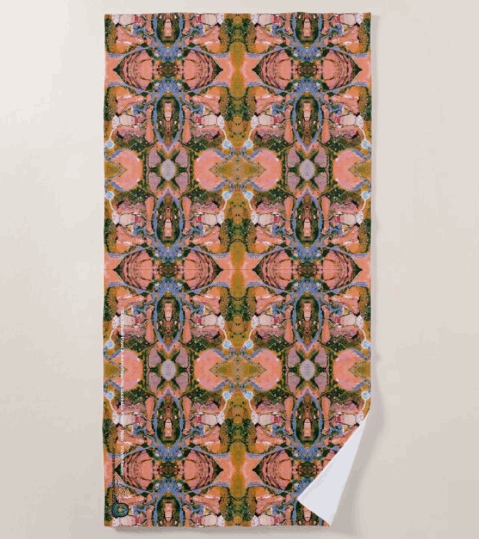Beach Towel "Red Rocks Park & Amphitheatre Geodelic Motif"