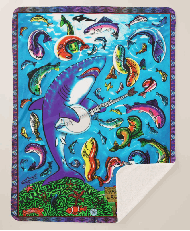 "Vann's Lagoon" Sherpa Fleece Blanket Lg Free Shipping!