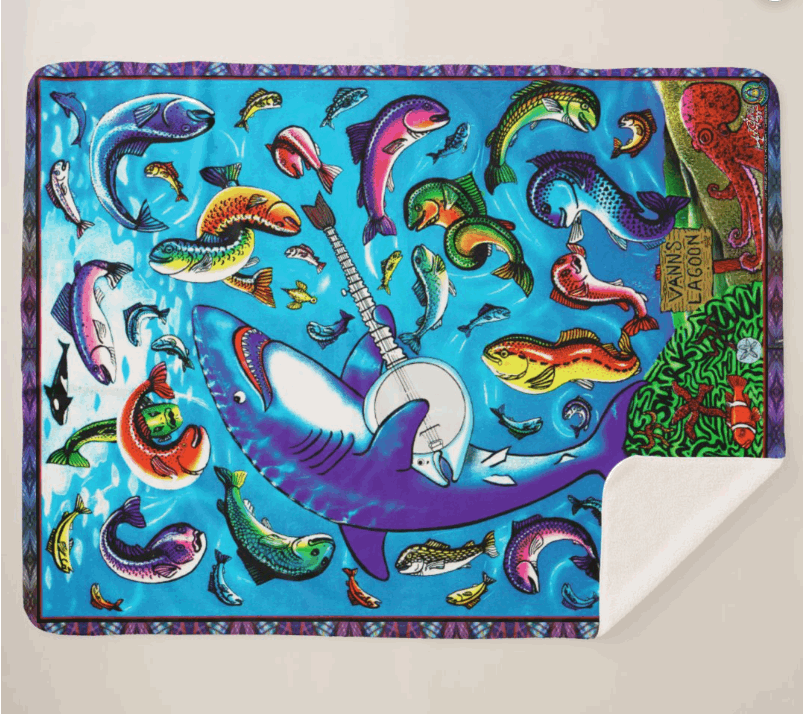 "Vann's Lagoon" Sherpa Fleece Blanket Lg Free Shipping!