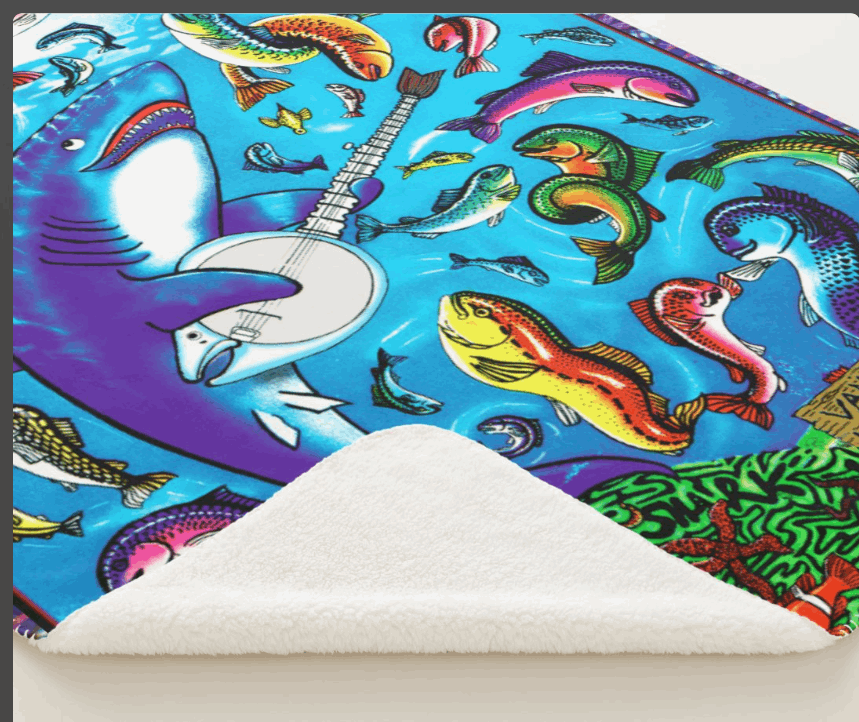 "Vann's Lagoon" Sherpa Fleece Blanket Lg Free Shipping!