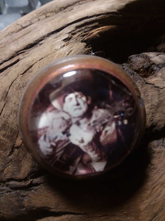 Bill Monroe Lapel Pin Glass on 1" shell disc