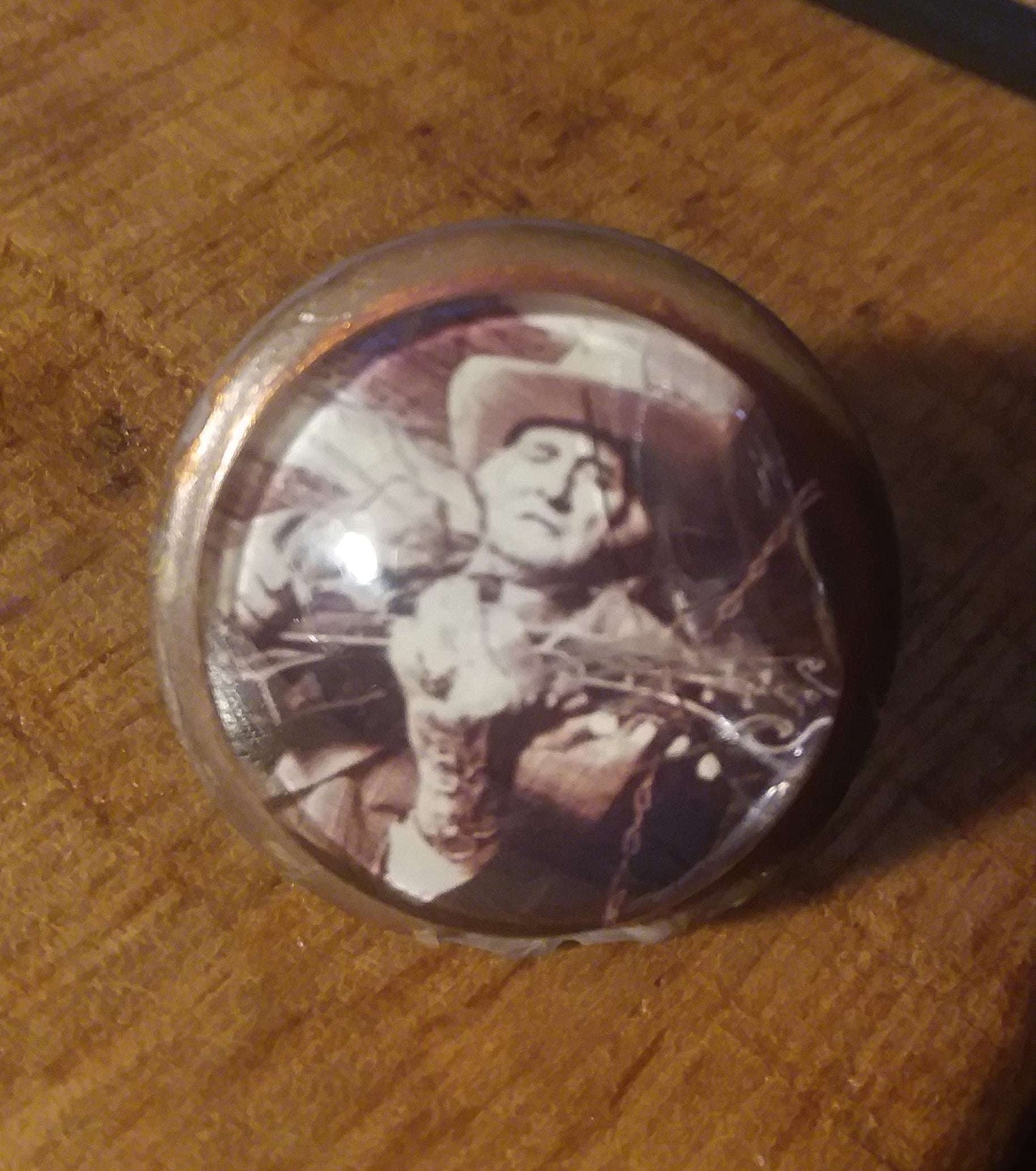 Bill Monroe Lapel Pin Glass on 1" shell disc