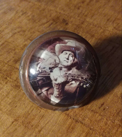 Bill Monroe Lapel Pin Glass on 1" shell disc