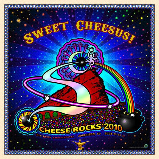 Sweet Cheesus! Cheese Rocks! 12.5" x 12.5" LP size Print Metallic Linen