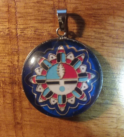 Zuni Sunface style Pendant w/ 13pt Bolt