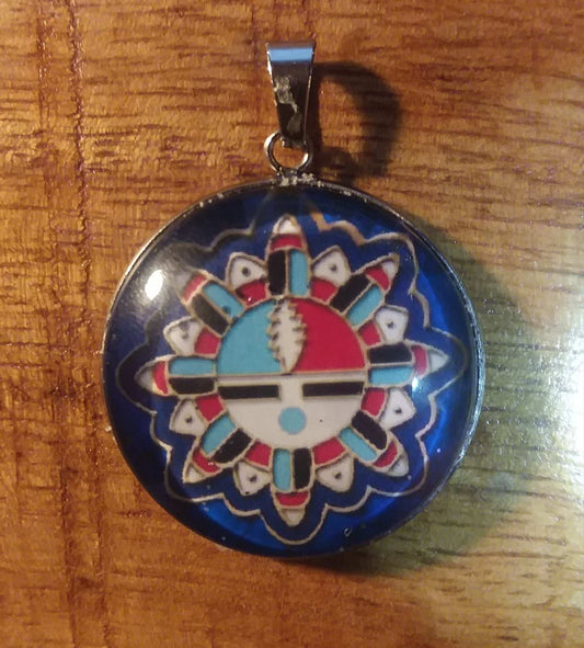 Zuni Sunface style Pendant w/ 13pt Bolt