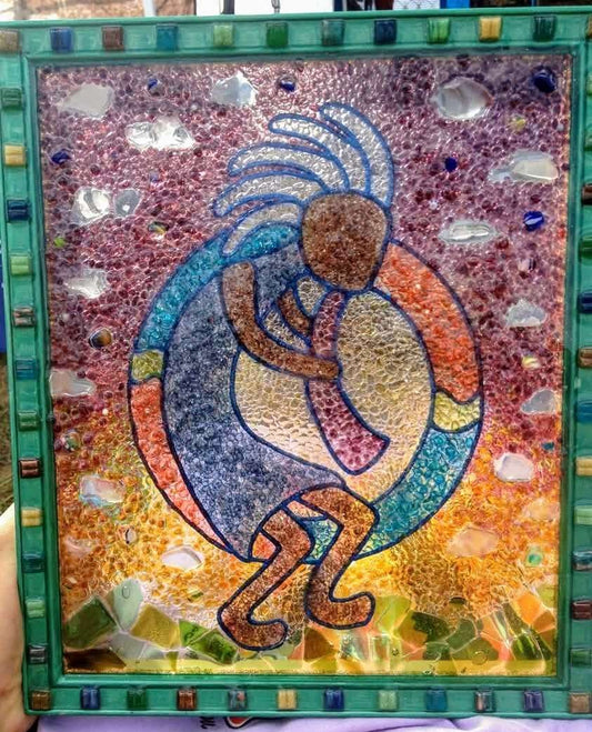 Kokopelli Light reactive glass mosaic