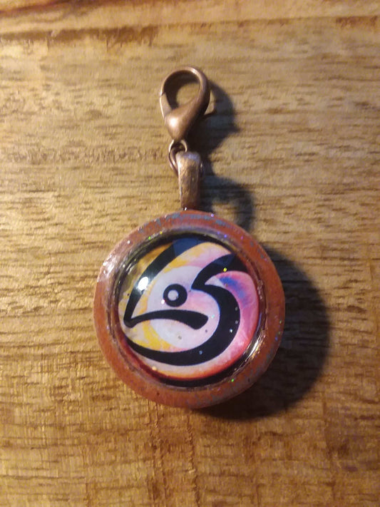 LoS sm Zipper pull charm glass wood handmade