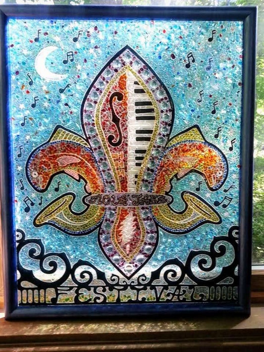 NOLA Jazz Fest Fleur de Lis Glass Mosaic