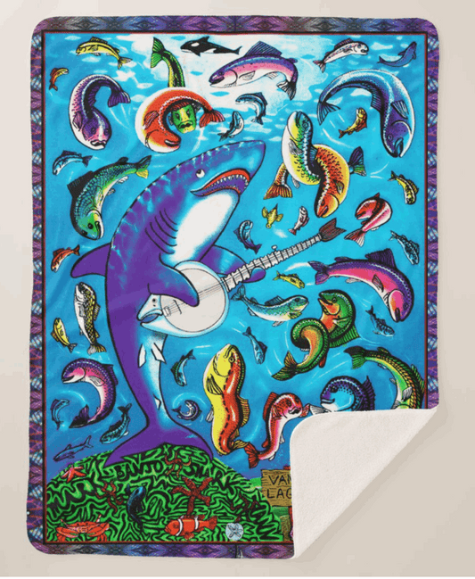 "Vann's Lagoon" Sherpa Fleece Blanket Lg Free Shipping!
