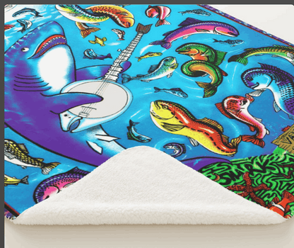 "Vann's Lagoon" Sherpa Fleece Blanket Lg Free Shipping!