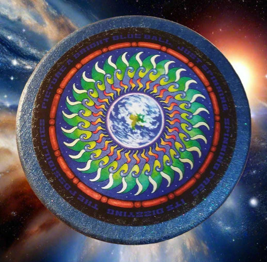 "Throwing Stones" Coaster 4 inch "Picture A Bright Blue Ball Just Spinning, Spinning Free"