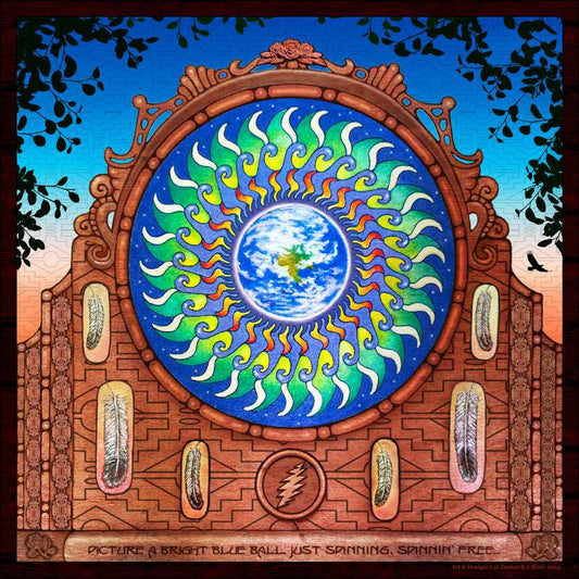 Picture a bright blue ball just spinning, spinning free
